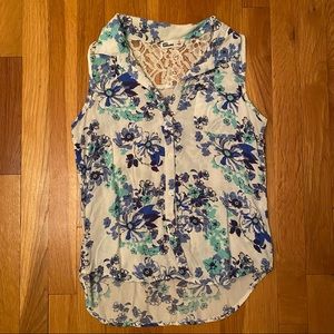Cute cool-toned floral tank top